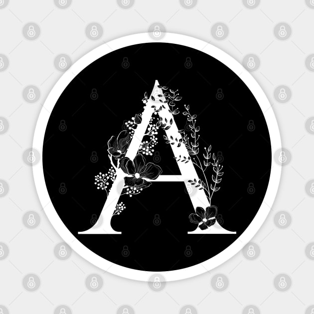 Letter A Monogram - Floral Initial Magnet by ZenNature